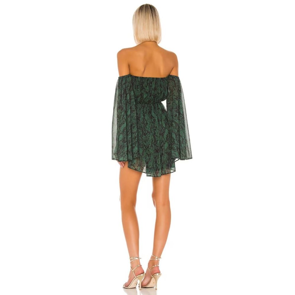 Michael Costello x Revolve NWT Geneve Mini Dress in Green Snake size Small - Picture 2 of 9